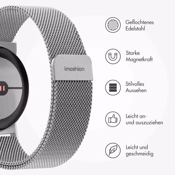 imoshion Magnetisches Milanaise Armband für Google Pixel Watch 3 / 4 (45 mm) - Silber
