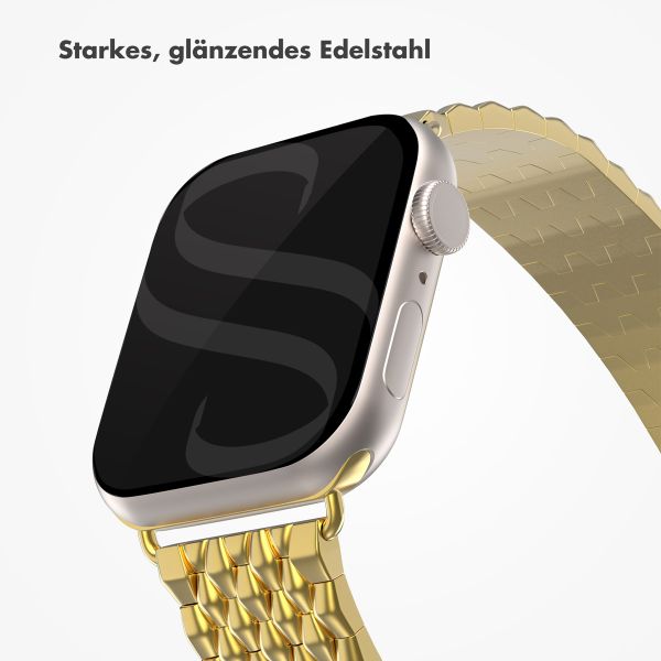 Selencia Drachenarmband aus Stahl für die Apple Watch Series 1 bis 9 / SE (38/40/41 mm) | Series 10 (42 mm) - Gold