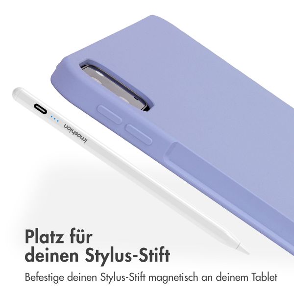 Accezz Liquid Silicone Back Cover mit Stifthalter für das iPad Pro 12.9 (2022) / Pro 12.9 (2021) / Pro 12.9 (2020) - Lila