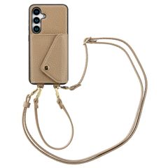 Selencia Sera Kordel-Hulle mit Kartenhalter-Umschlag für das Samsung Galaxy S25 - Beige