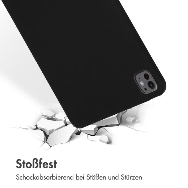 Accezz Liquid Silicone Back Cover mit Stifthalter für das iPad Pro 11 (2024) M4 - Schwarz