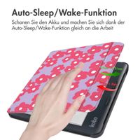 imoshion Design Slim Hard Case Sleepcover mit Stand Kobo Libra Colour - Dusty Rose Blossom