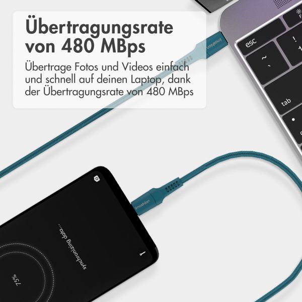 imoshion Braided USB-C-zu-USB-C Kabel - 1 Meter - Dunkelblau