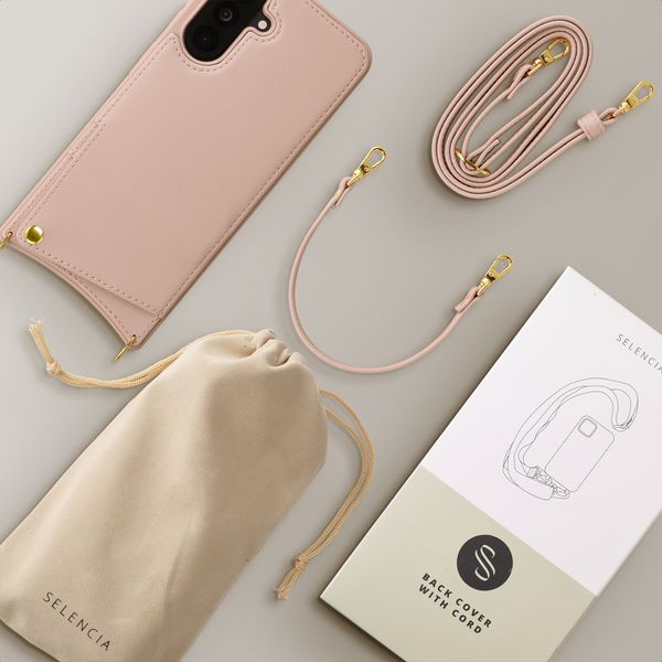 Selencia Nova HandyHülle mit Kordel und Kartenhalter Samsung Galaxy A56 - Dusty Rose