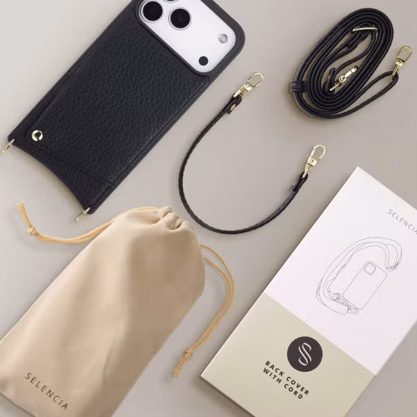 Selencia Nova HandyHülle mit Kordel und Kartenhalter Apple iPhone 17 Pro Max - Schwarz