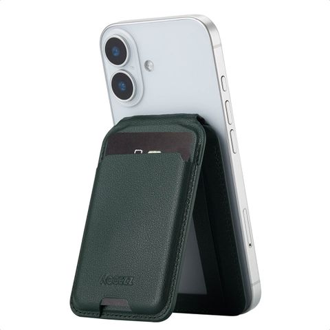 Accezz Leder-Wallet mit Standfunktion - Geeignet für MagSafe und Qi2 - Cedar Green