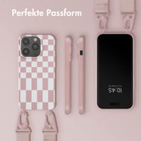 Selencia SilikonHülle design mit abnehmbarem Band Apple iPhone 14 Pro - Irregular Check Sand Pink