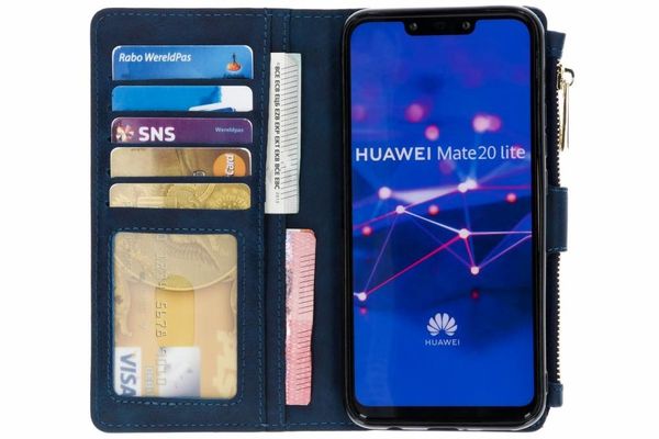 Luxuriöse Portemonnaie-Klapphülle Blau für Huawei Mate 20 Lite