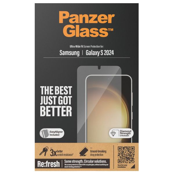 PanzerGlass Refresh Ultra-Wide Fit Anti-Bacterial Screenprotector inkl. Applikator für das Samsung Galaxy S24