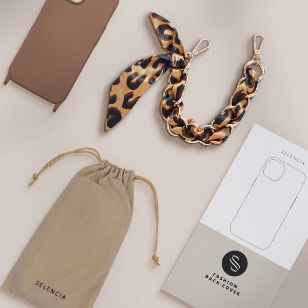 Selencia Back Cover mit Luxuriöser Handschlaufe Samsung Galaxy S23 FE - Braun