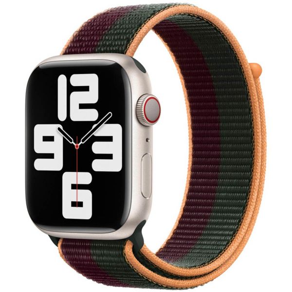 Apple Sport Loop Armband für das  Apple Watch Series 1 t/m 9 / SE (38/40/41 mm) | Series 10 / 11 (42 mm) - Dark Cherry/Forest Green