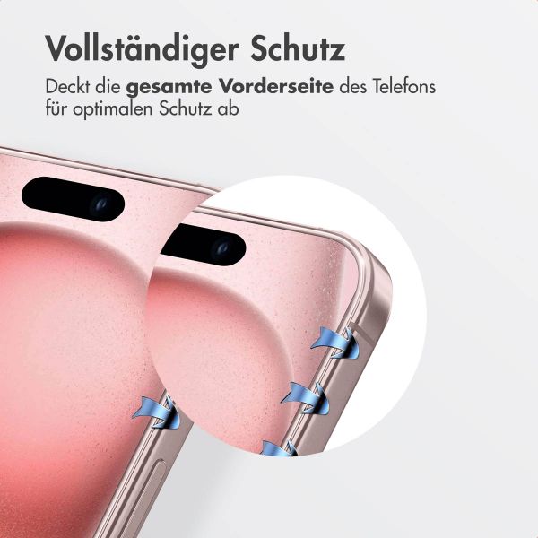 Accezz Gehärteter Glas-Schutz + Applikator Apple iPhone 16 / 15