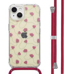 imoshion Design Hülle mit Band Apple iPhone 15 - Dusty Rose Connected Hearts