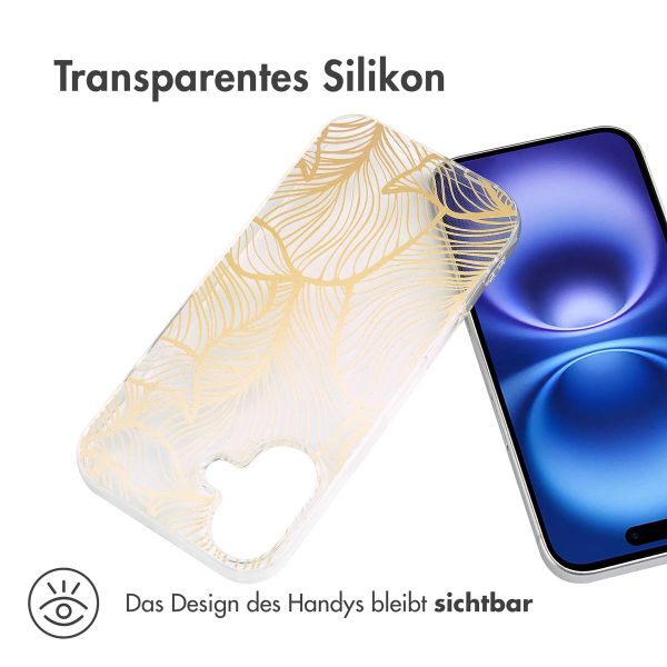 imoshion Design Hülle Apple iPhone 16 - Golden Leaves Transparent