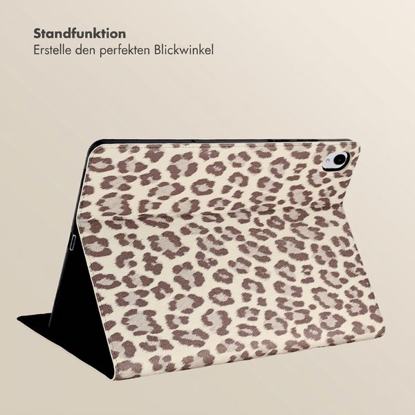 Selencia Sabi Klapphülle mit Leopardenmuster Samsung Galaxy Tab S11 - Soft Ivory