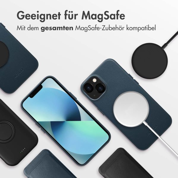 Accezz MagSafe Leather Backcover für das iPhone 13 - Nightfall Blue