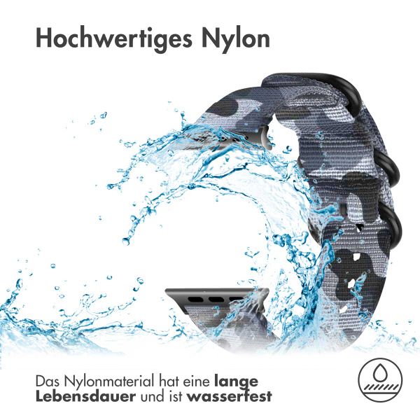 imoshion Robustes Nylonarmband für das  Apple Watch Series 1 - 9 / SE (38/40/41 mm) | Series 10 / 11 (42 mm) - Camouflage Grey