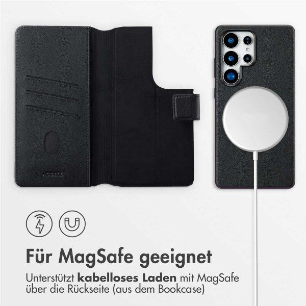 Accezz 2-in-1 Klapphülle aus Leder mit MagSafe für das Samsung Galaxy S25 Ultra - Onyx Black