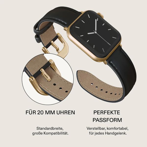 Burga Armband aus echtem Leder für Apple Watch Series 1 - 11 / SE / Ultra (44/45/46/49 mm) - Don't Text / Gold
