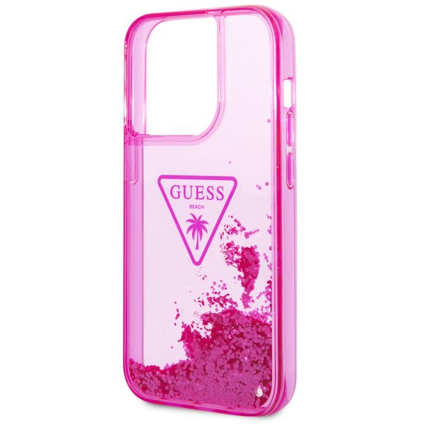 Guess Liquid Glitter Back Cover für das iPhone 14 Pro - Fuchsia