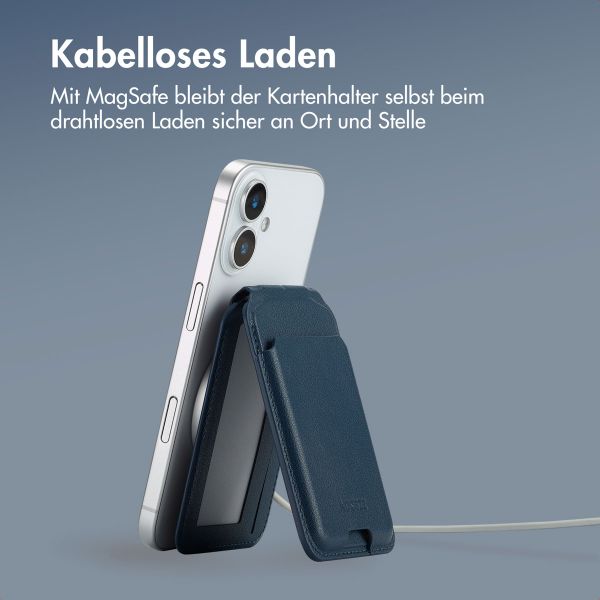 Accezz Leder-Wallet mit Standfunktion - Geeignet für MagSafe und Qi2 - Nightfall Blue