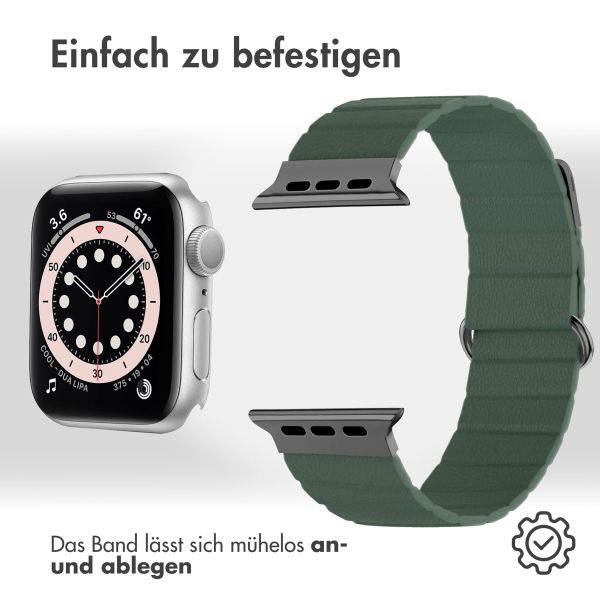 imoshion Magnetlederarmband für Apple Watch Series 1 t/m 9 / SE (38/40/41 mm) | Series 10 / 11 (42 mm) - Grün
