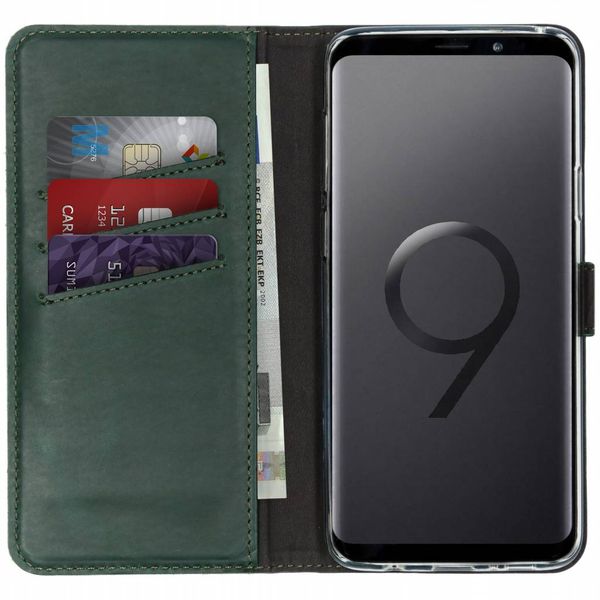 Selencia Echtleder Klapphülle Grün für Samsung Galaxy S9 Plus