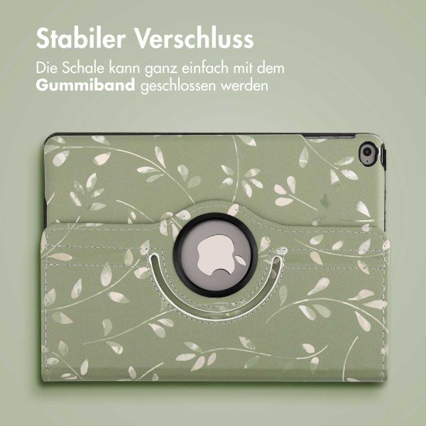 imoshion 360° drehbare Design Klapphülle Apple iPad 6 (2018) 9.7 Zoll / iPad 5 (2017) 9.7 Zoll - Green Flowers