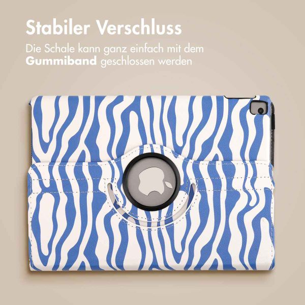 imoshion 360° drehbare Design Klapphülle Apple iPad 9 (2021) 10.2 Zoll / iPad 8 (2020) 10.2 Zoll / iPad 7 (2019) 10.2 Zoll - White Blue Stripes