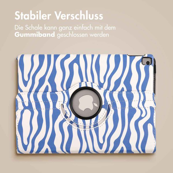 imoshion 360° drehbare Design Klapphülle für das iPad 9 (2021) / iPad 8 (2020) / iPad 7 (2019) 10.2 Zoll - White Blue Stripes