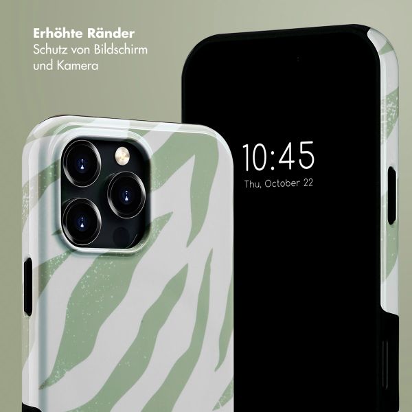 Selencia Vivid Tough Back Cover MagSafe für das Apple iPhone 16 Pro Max - Colorful Zebra Sage Green