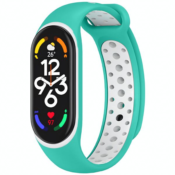 imoshion Silikonband Sport für das Xiaomi Mi Band 7 - Mintgrün / Weiß