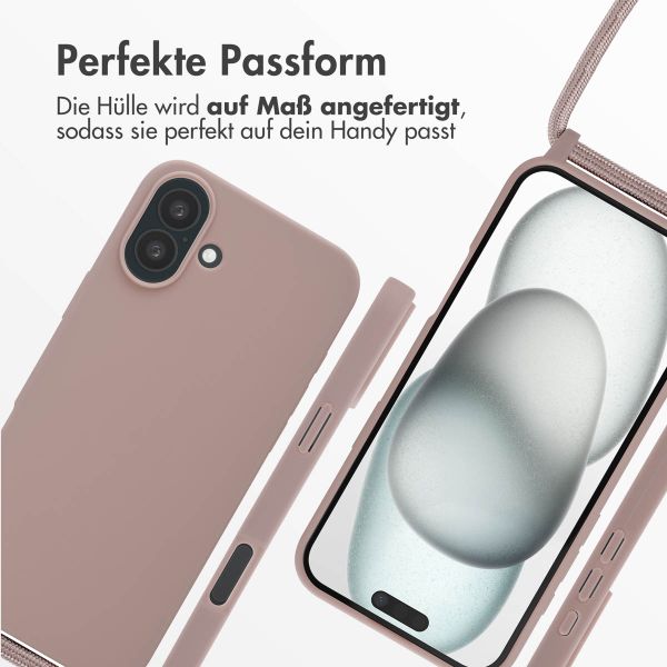 imoshion Silikonhülle mit Band für das iPhone 16 Plus - Sand Pink