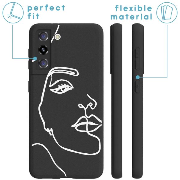 imoshion Design Hülle Samsung Galaxy S21 - Line Art Woman White