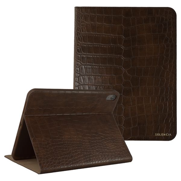 Selencia Croco Klaphülle Apple iPad Air 11 Zoll (2026) M4 / (2025) M3 / (2024) M2 / Air 5 (2022) / Air 4 (2020) - Choco Brown