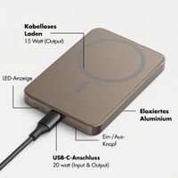 Selencia Vivid Powerbank 5.000 mAh - MagSafe und Qi - Desert Gold / Bonbon Stripe Blueberry