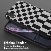 Selencia Silikonhülle design mit abnehmbarem Band für das iPhone Xr - Irregular Check Black