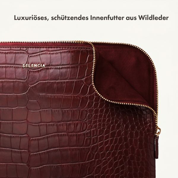 Selencia Croco Laptop Hülle 13 Zoll - Laptop Sleeve - Burgundy