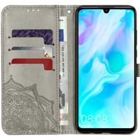 Mandala Klapphülle Grau für das Huawei P30 Lite