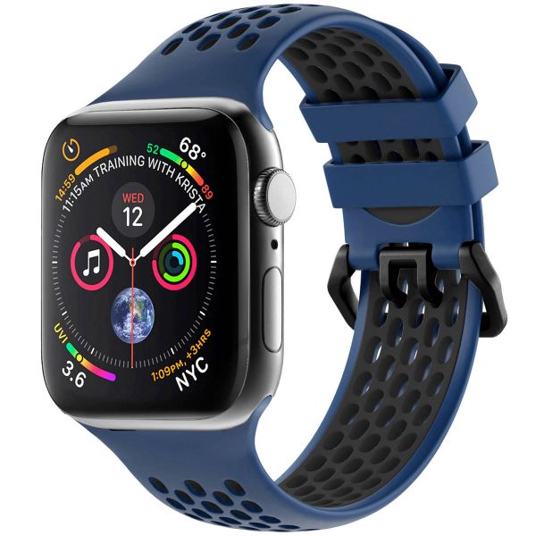 Silikonsportarmband Buckle fur das Apple Watch Series 1 9 SE 38 40 41 mm Series 10 42 mm Blau Schwarz