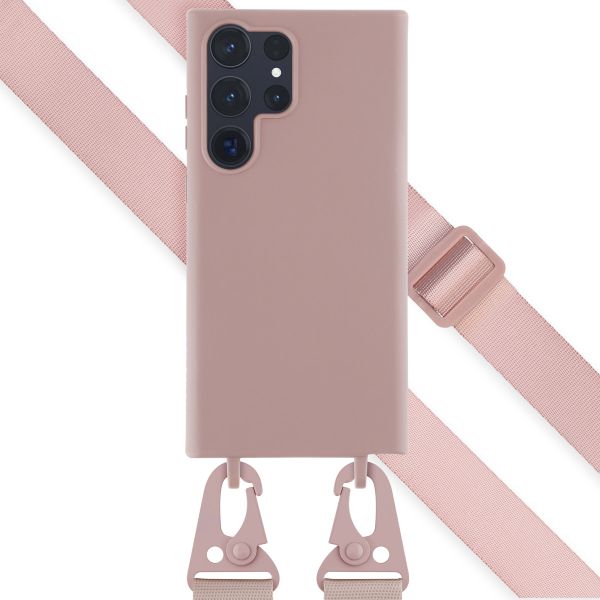 Selencia Silikonhülle mit abnehmbarem Band für das Samsung Galaxy S23 Ultra - Sand Pink