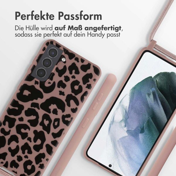 imoshion Silikonhülle design mit Band für das Samsung Galaxy S21 - Animal Pink