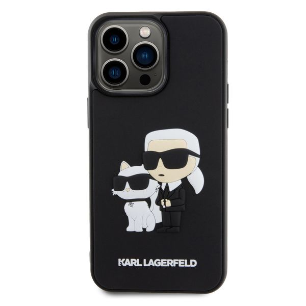 Karl Lagerfeld Karl & Choupette 3D Rubber Hardcase Backcover für das Apple iPhone 15 Pro Max - Schwarz