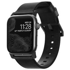 Nomad Modernes Lederarmband für das  Apple Watch Series 1 t/m 11 / SE / Ultra (44/45/46/49 mm) - Schwarz