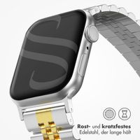 Selencia Jubilee-Edelstahlarmband für Apple Watch Series 1 t/m 9 / SE (38/40/41 mm) | Series 10 / 11 (42 mm) - Silber und Gold