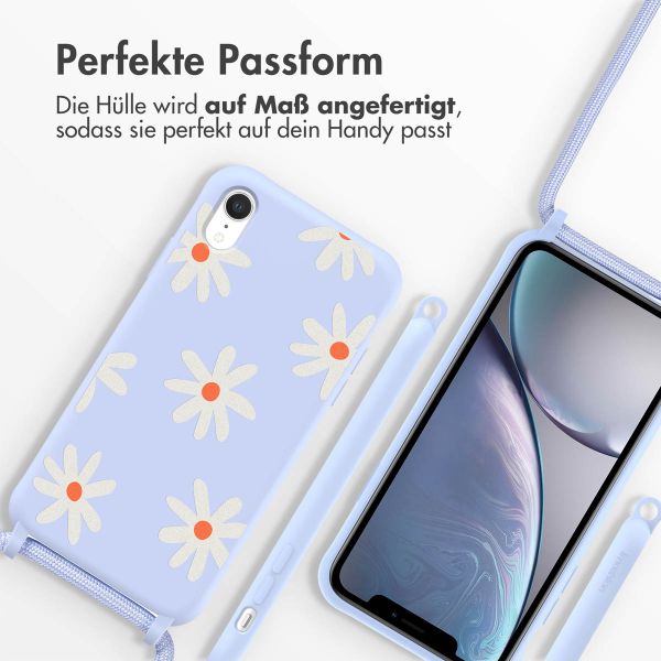 imoshion SilikonHülle design mit Band Apple iPhone Xr - Lila Flower Distance