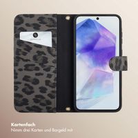 Selencia Sabi Klapphülle mit Leopardenmuster Samsung Galaxy A55 - Midnight Black