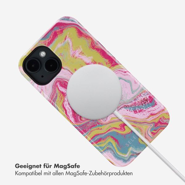 Selencia Vivid Tough Back Cover MagSafe für das iPhone 14 - Marble Pink