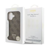 Guess Classic Triangle Logo Leather Back Cover mit MagSafe Apple iPhone 17 - Braun