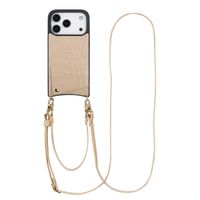 Selencia Nova Croco HandyHülle mit Kordel und Kartenhalter Apple iPhone 17 Pro - Beige